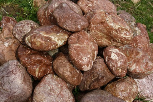 Kamenclub.ru: Розовый валунчик фр.100-300 мм.  купить в Крыму крупный природный камень розовый, серый молочный красный речной галечник природный 7850 руб/т   фото КАМЕНЬ КЛУБ