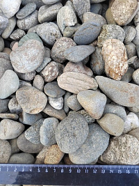 Kamenclub.ru: Галька речная окат (пестрая) фр. 20-40 мм. купить  в Крыму галька речная пестрая, серая, серые оттенки галька речная окатанная округлая 5000 руб/т   фото КАМЕНЬ КЛУБ