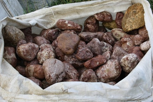 Kamenclub.ru: Розовый валунчик фр.100-300 мм.  купить в Крыму крупный природный камень розовый, серый молочный красный речной галечник природный 7850 руб/т   фото КАМЕНЬ КЛУБ